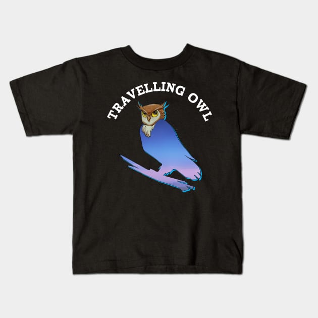 Travelling Owl Kids T-Shirt by souw83